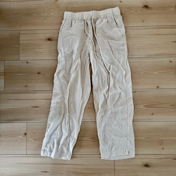 Cream Drawstring Pants - Picture 2 of 3
